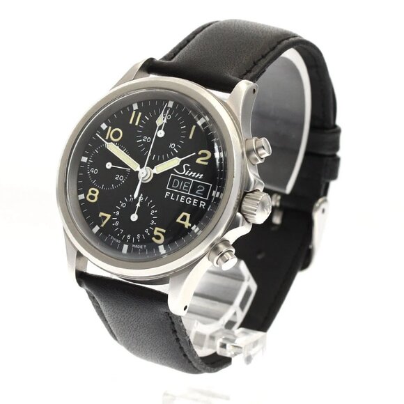Sinn Freeger 356 Chronograph Day date Black Dial Automatic Men's Watch - Picture 1 of 10